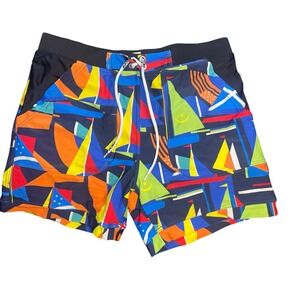 Taddlee Mens‎ Multicolor Nautical Flag Sailboat Swim Trunks Size M